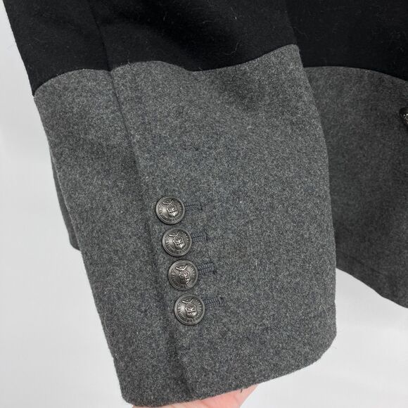 Calvin Klein Mens Colorblock Gray Black Wool Blend Double Breasted Peacoat XXL - Picture 7 of 12